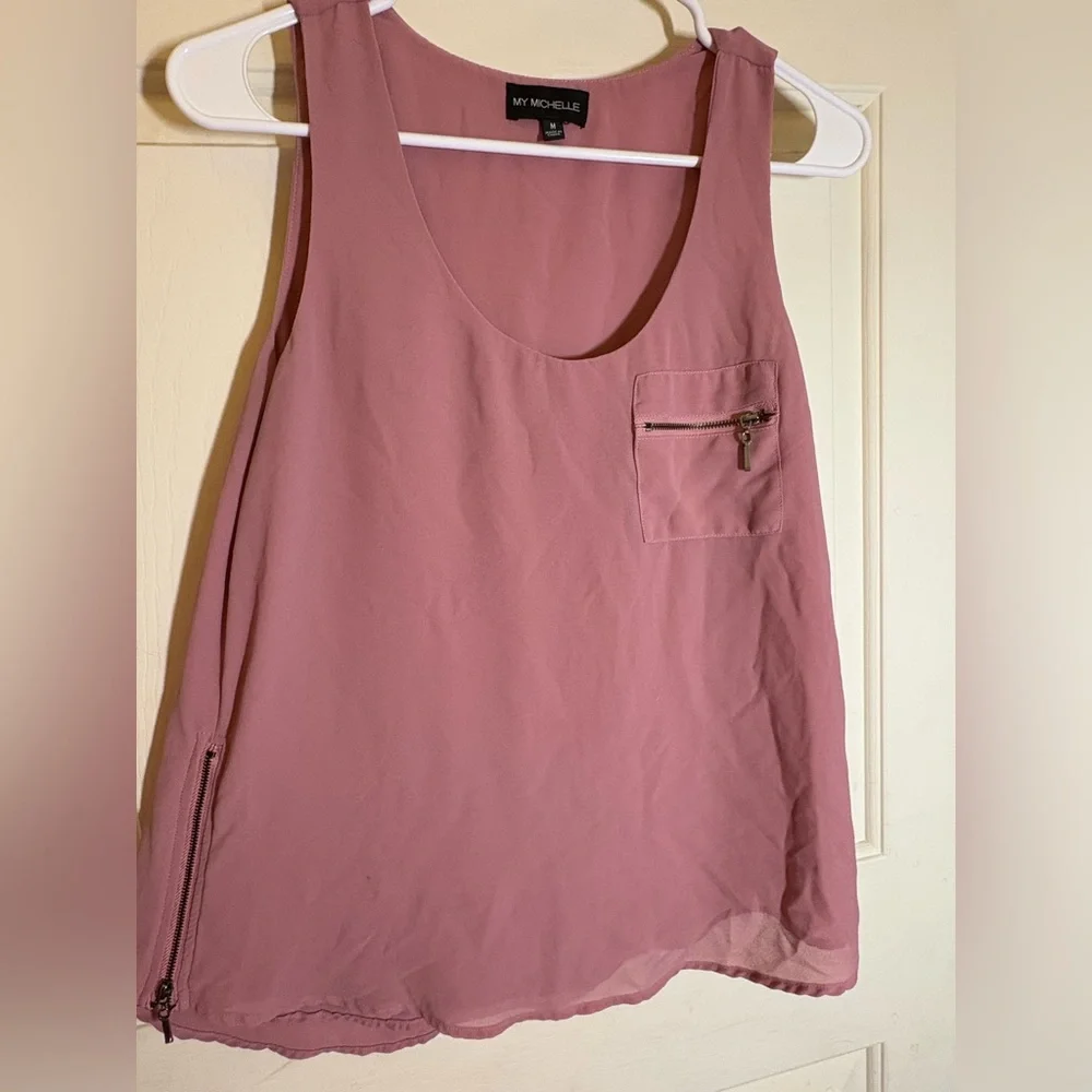 My Michelle Blush Pink Tank Top with Zipper Detail - Picture 2 of 2